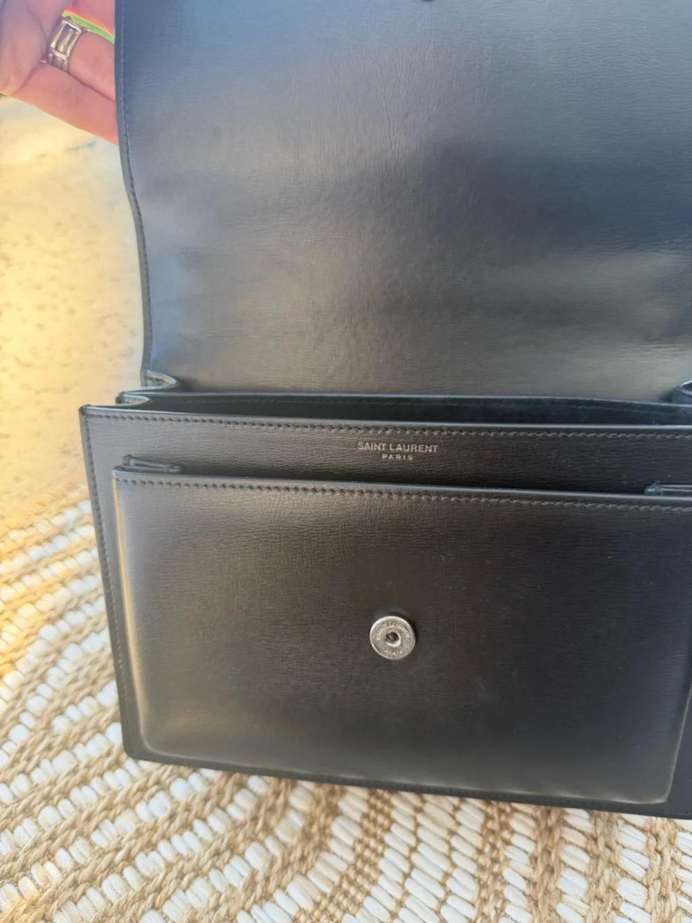 Saint Laurent Black Leather Flap Crossbody with Logo Chain - Picture 3 of 5